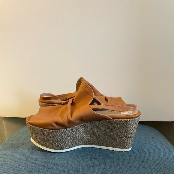 Marco Ricci Wrinkle Vamp Platform Slingback Wedge size 39 - Picture 6 of 12